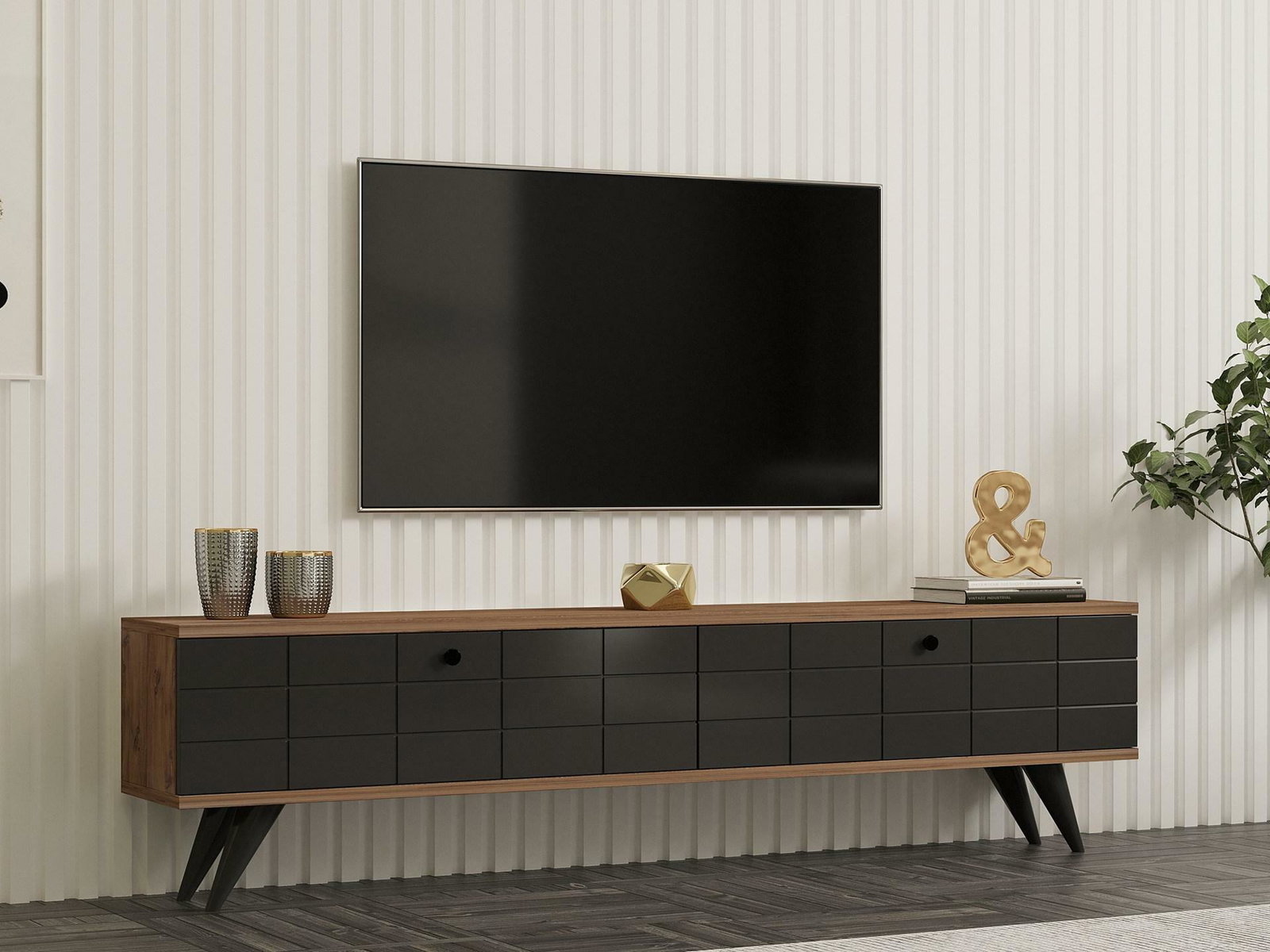 TV stolek/skříňka Butepe (antracit + borovice atlantická)