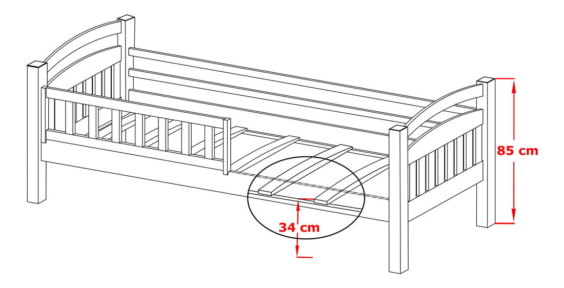 Dětská postel 90 cm Tarra (s roštem a úl. prostorem) (buk)