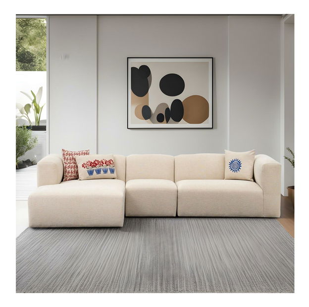 Rohová sedačka Lindasetta (L) (krémová)