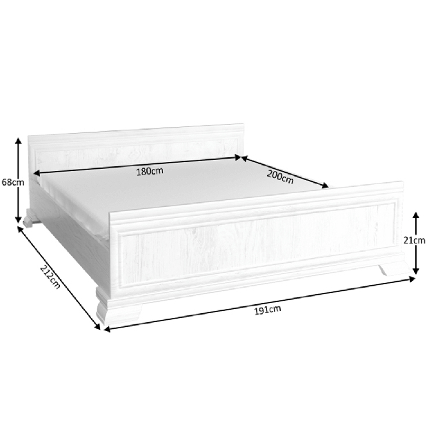 Manželská postel 180 cm Kraz KLS2 (s roštem) (sosna andersen)