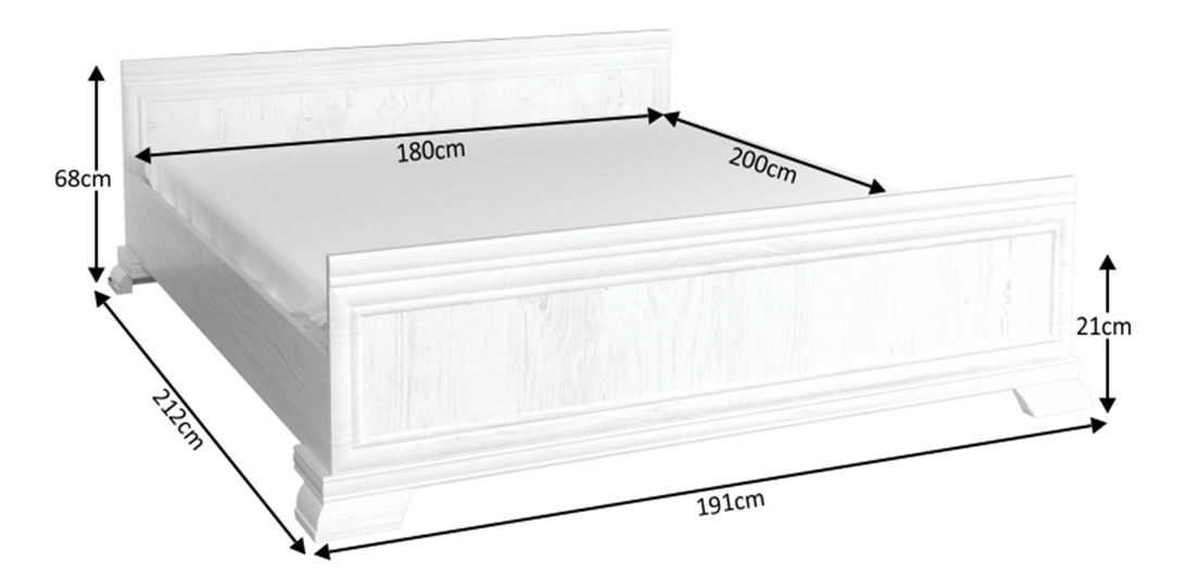 Manželská postel 180 cm Kraz KLS2 (s roštem) (sosna andersen)