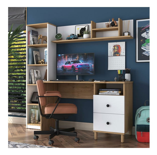 PC stolek Haiti 115 (ořech + bílá)