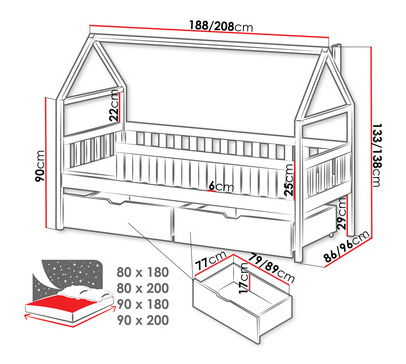 Dětská postel Joelli (bílá)