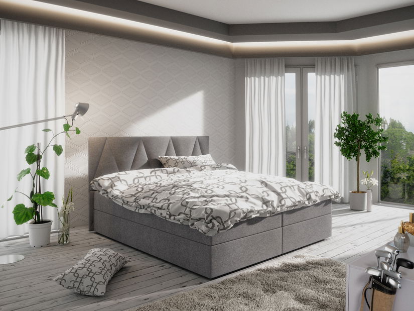 Manželská postel Boxspring 180 cm Fade 3 (šedá) (s matrací a úložným prostorem)