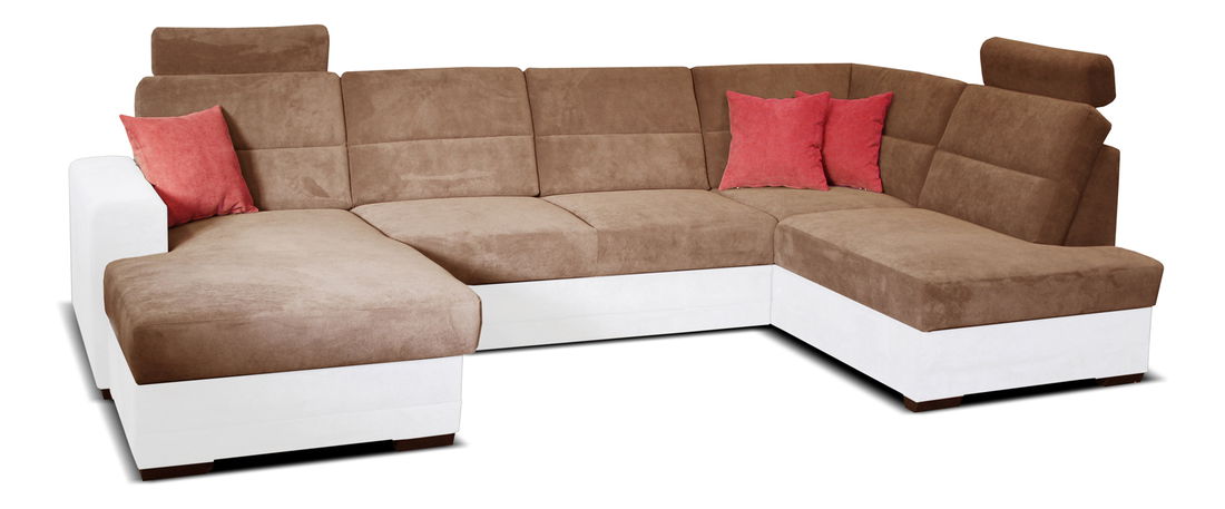 Rohová sedací souprava U Nelson L+2+LB (hnědá + bílá) (L)