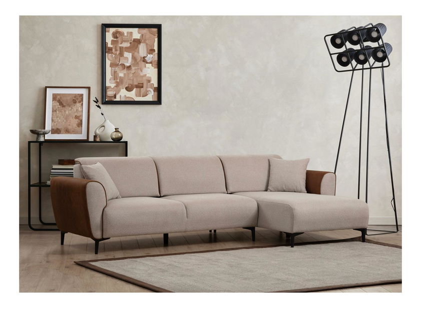 Rohová sedačka Aronaso (P) (béžová + skořicová)