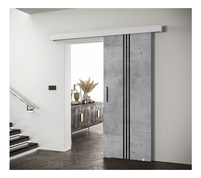 Posuvné dveře 90 cm Sharlene V (beton + bílá matná + černá)