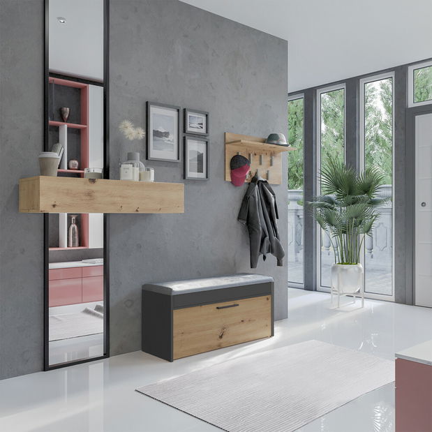 Botník (skříňka na boty) Puntuable 1 (antracit + dub artisan)