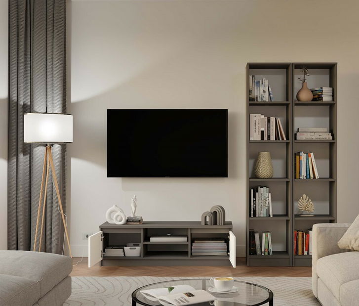 TV skříňka Musecalo 120 (antracit + bílá)