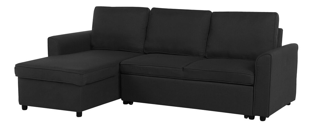 Rohová sedací souprava Närpes (černá) (s úl. prostorem) (L)