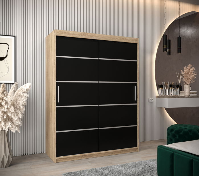 Šatní skříň 150 cm Verika 1 150 (dub sonoma + černá)