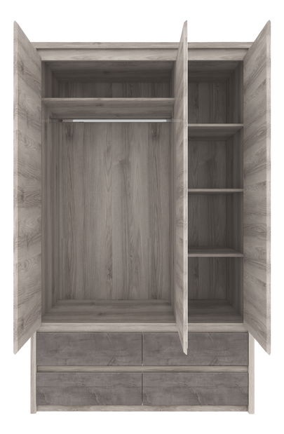 Šatní skříň Jolene 3D4S (se zrcadlem) (kaštan nairobi + onyxová)