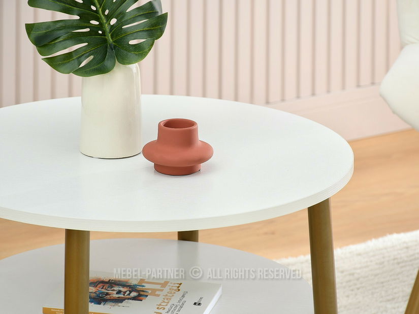 Konferenční stolek Randolf S (bílé dřevo + zlatá)