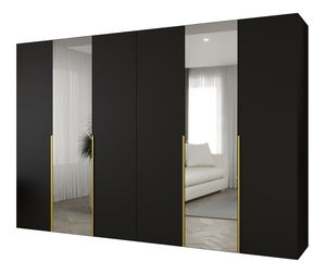 Šatní skříň 300 cm Alice 2 (černá + zlatá)