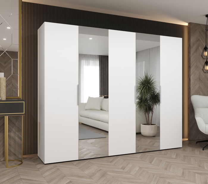 Šatní skříň 250 cm Mirabella 2 (bílá + kašmír)