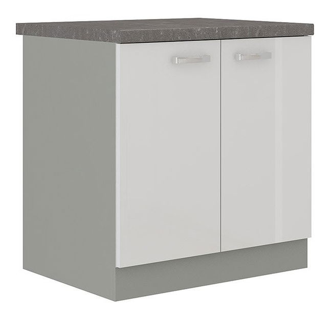 Dolní kuchyňská skříňka Milo 80 D 2F BB (šedá + bílý lesk)