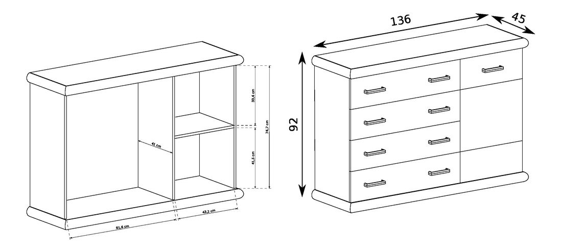 Komoda Kenny 09 (craft bílý + craft zlatý) *výprodej