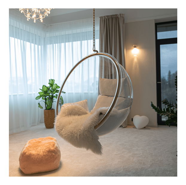 Závěsné křeslo Brynlee Typ 1 (bílá + zlatá + transparentní)