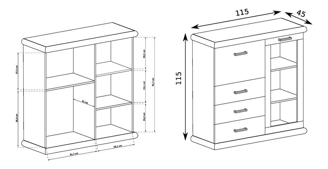 Vitrína Kenny 08 (craft bílý + craft zlatý)