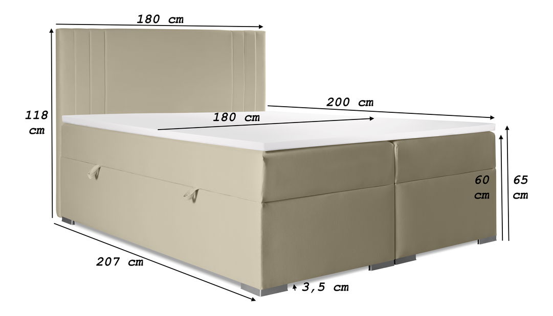 Boxspring postel 180 cm Morcano (béžová) (s úložným prostorem)