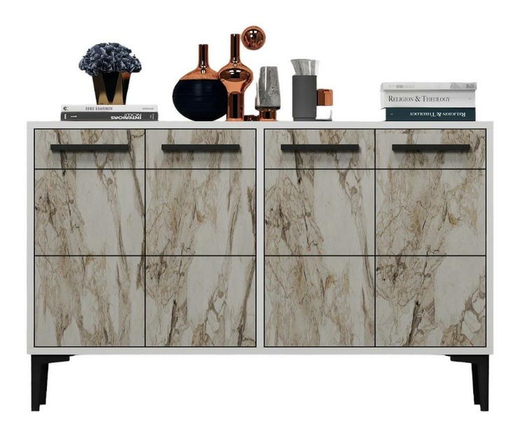 Komoda Daduko (bílá + mramor) *výprodej