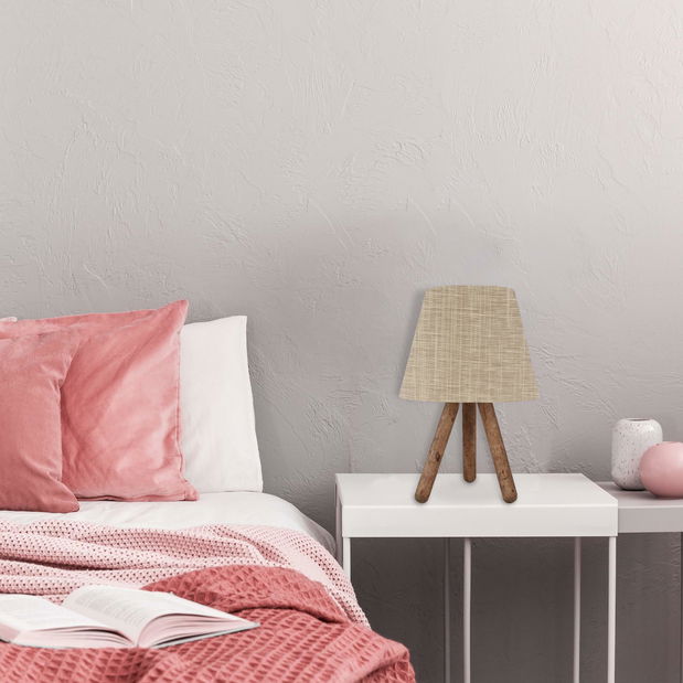 Stolní lampa Woodarella 3 (krémová + ořech)