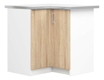 Rohová dolní kuchyňská skříňka Lula s90 90n (bílá + dub sonoma)