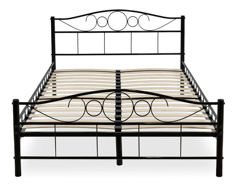 Kovová postel 120 cm Granjeros (černá) (s roštem)