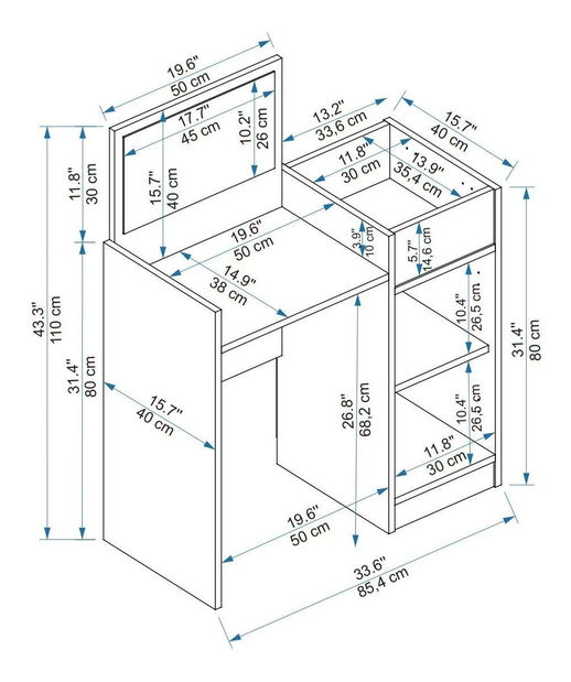 Toaletní stolek Kudopa 2 (ořech světlý + béžová)