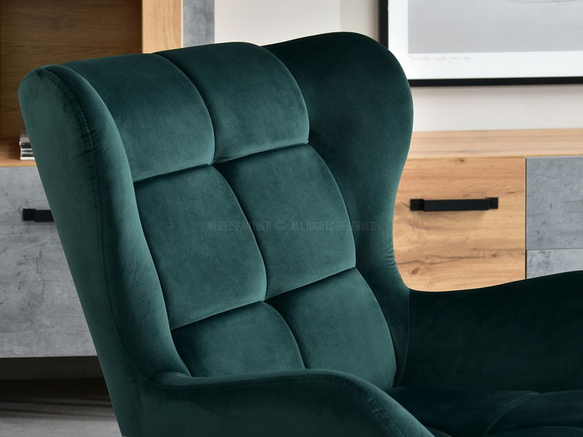 Designové křeslo Norweien (zelená + zlatá)