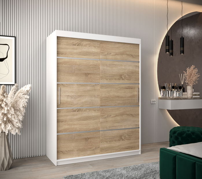 Šatní skříň 150 cm Verika 1 150 (bílá + dub sonoma)