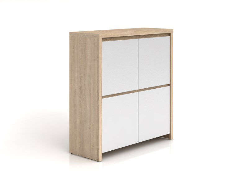 Skříňka BRW Kaspian KOM4D (dub sonoma + lesk bílý) *výprodej