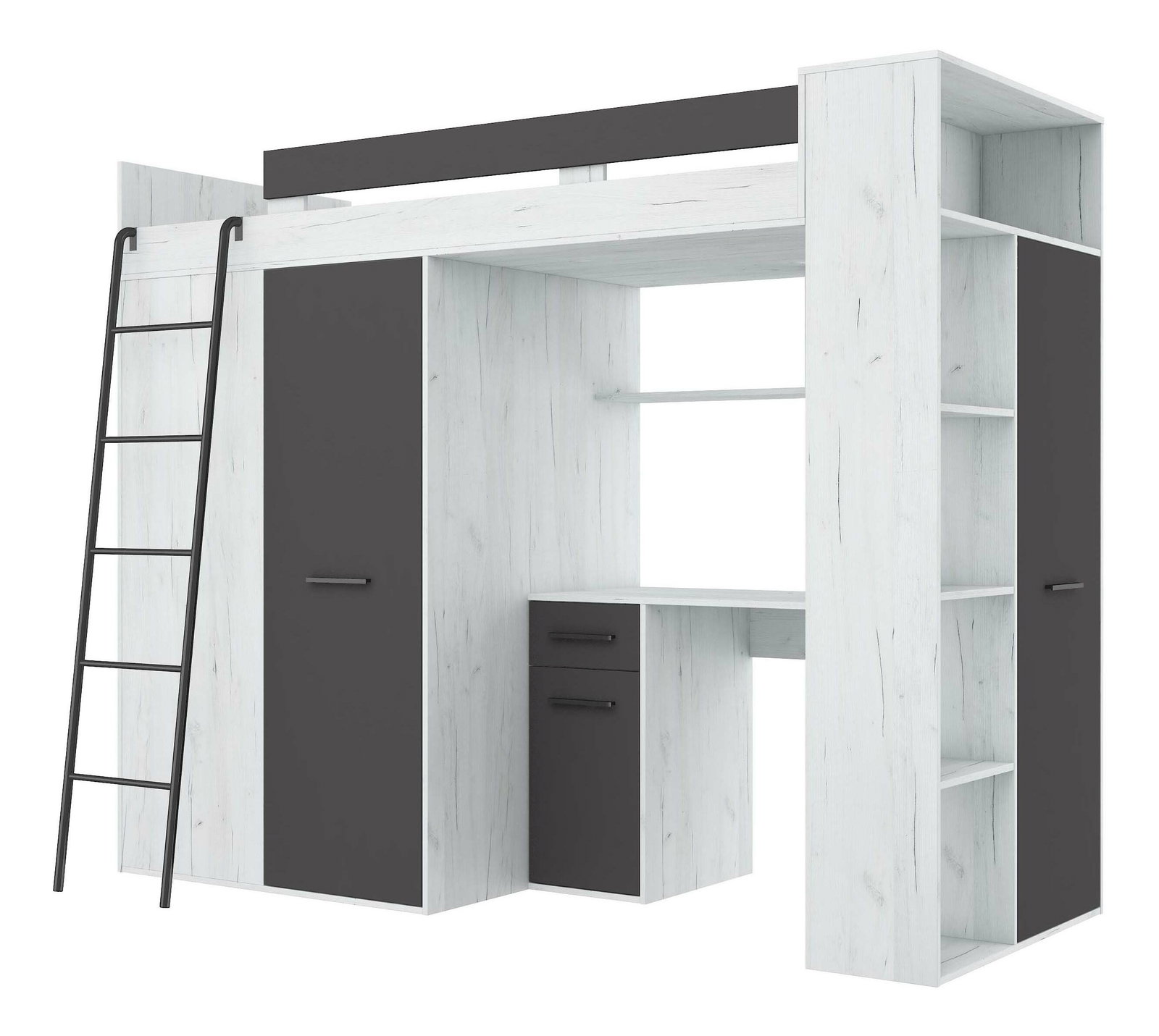 Patrová postel 90 cm Vivian (L) (s roštem) (dub craft + grafit)