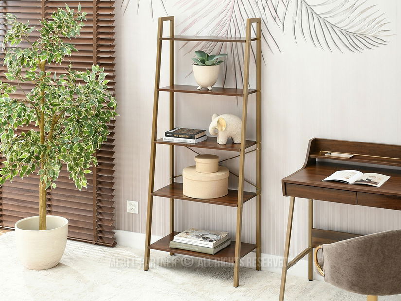 Regál Jeans (ořech + zlatá)