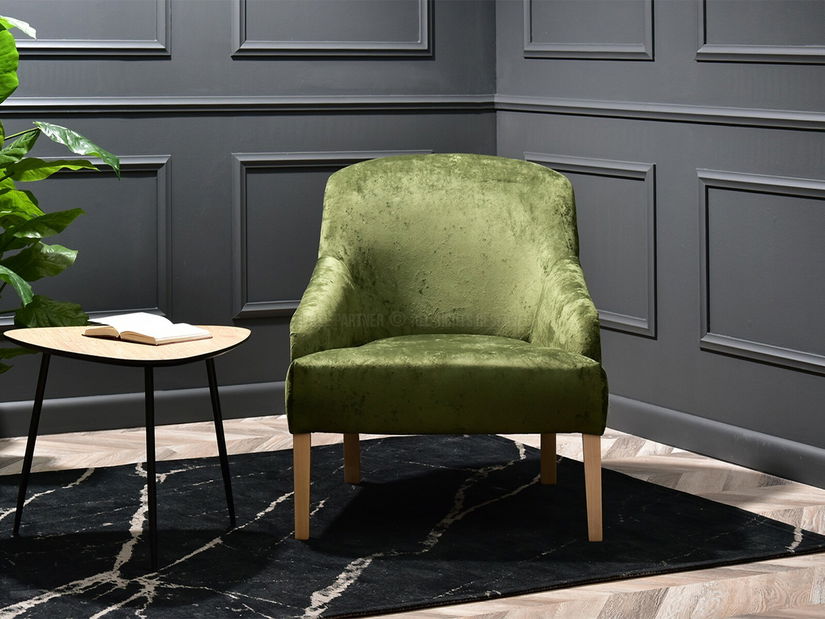 Relaxační křeslo Roseile (zelená + dub)