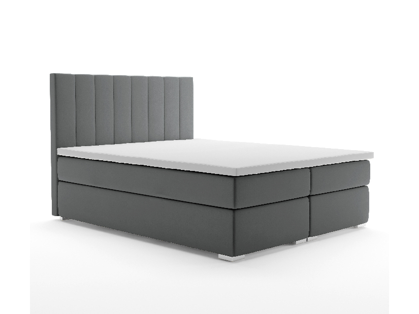 Boxspring postel 140 cm Pugno (tmavě šedá) (s úložným prostorem)