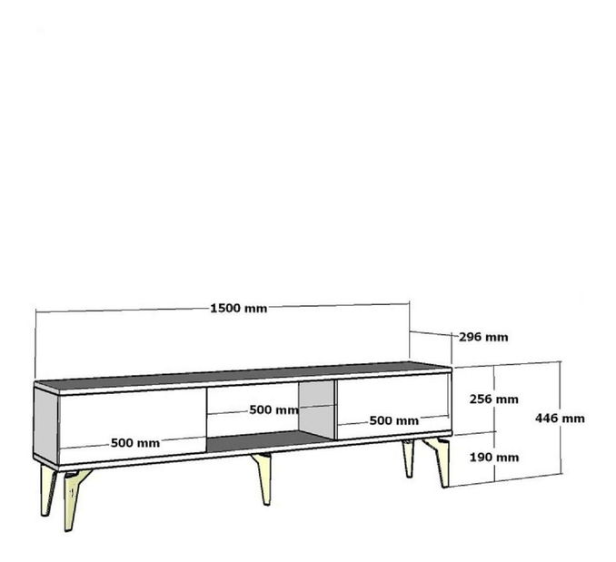 TV stolek/skříňka Pebine 2 (antracit + zlatá)