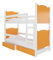 Patrová dětská postel 180x75 cm Marryann (s roštem a matrací) (bílá + oranžová)