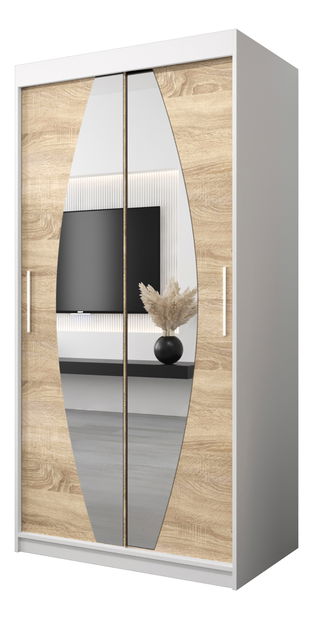 Šatní skříň 100 cm Eclipse (bílá matná + dub sonoma)