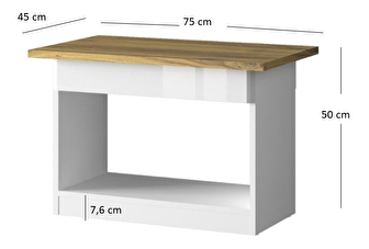 Konferenční stolek Tiera (bílá lesklá + dub navarre)