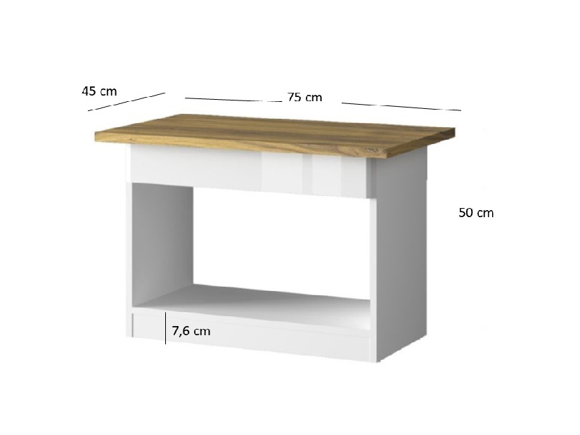 Konferenční stolek Tiera (bílá lesklá + dub navarre)