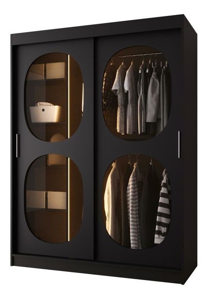 Šatní skříň 150 cm Boomer 2 (černá) (s osvětlením)