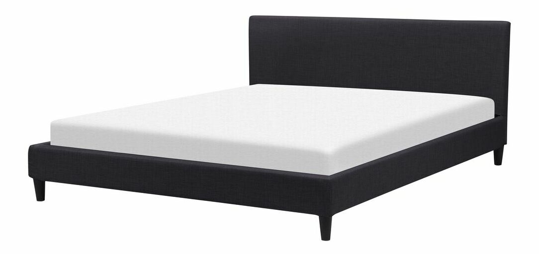 Manželská postel 180 cm FUTTI (s roštem a LED osvětlením) (černá)