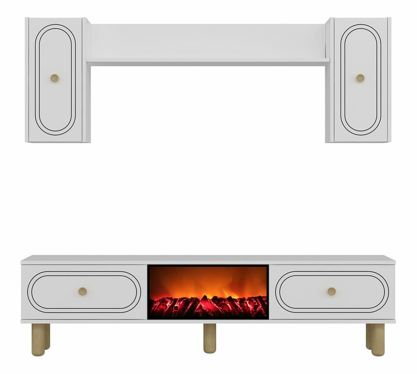 Obývací stěna s krbem Polena (bílá)