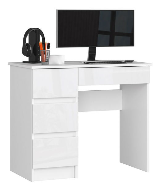 PC stolek Benicio II (bílý lesk) (L)