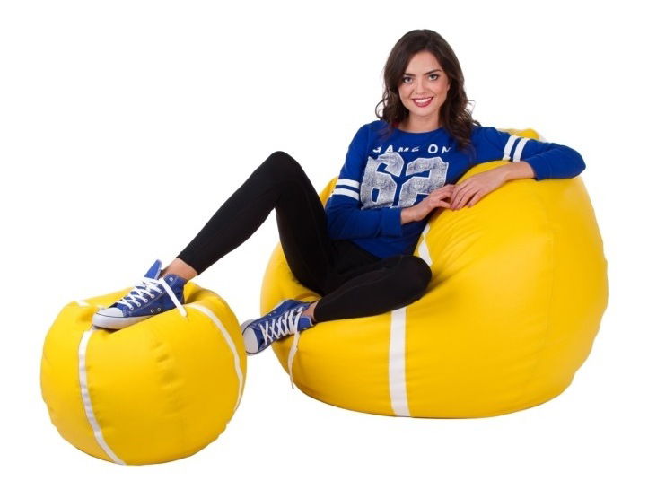 Set sedacích vaků Tenis XXXL + L (žlutá + bílá)