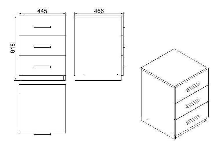 Komoda Vincent 3 (dub + černá)