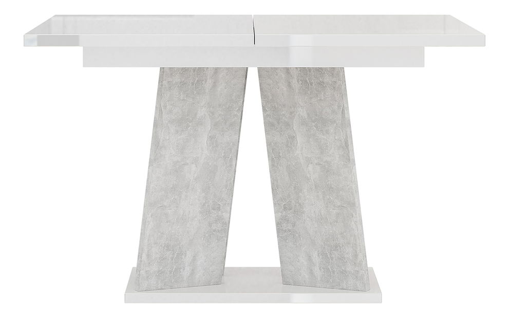 Jídelní stůl Mulnu (lesk bílý + kámen) (pro 4 až 6 osob)