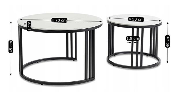 Set 2 konferenčních stolků Jugada (mramor bílý + černá)