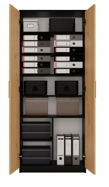 Policová skříň Obtenidas 1 (antracit + dub artisan)